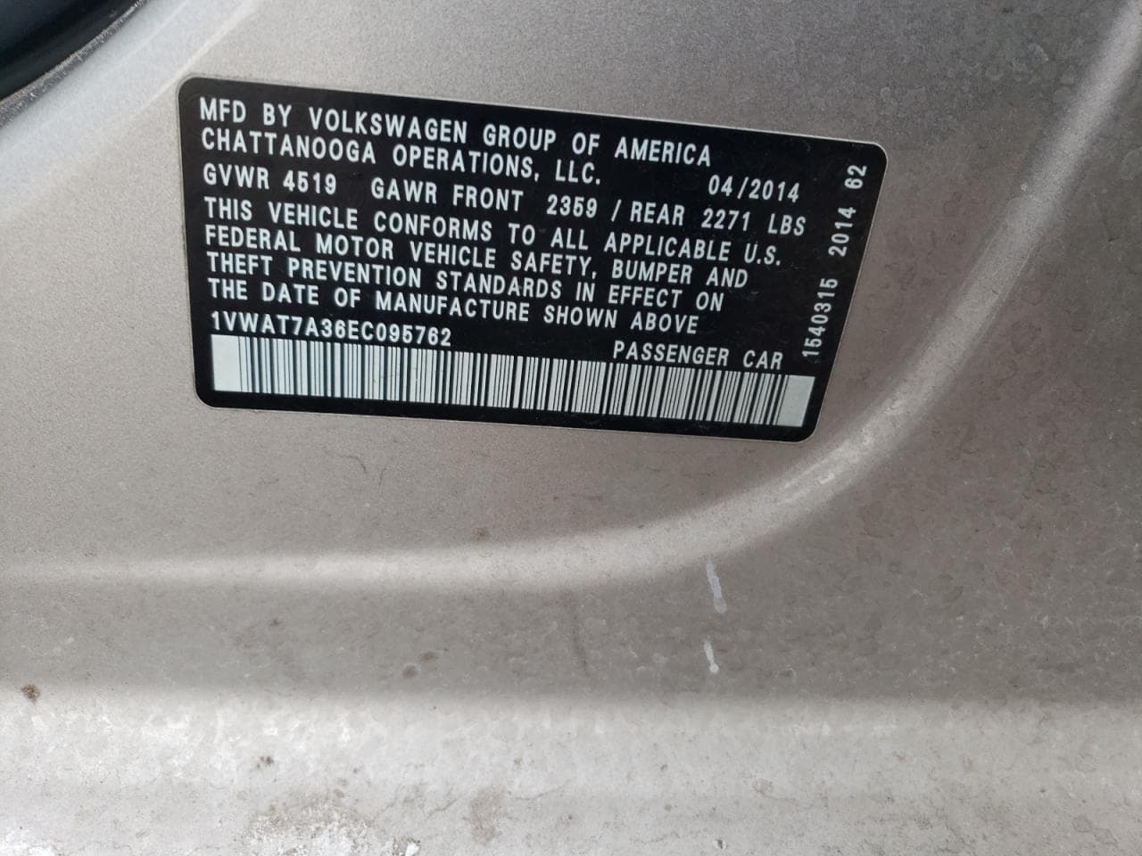 2014 Volkswagen Passat S - foto 3