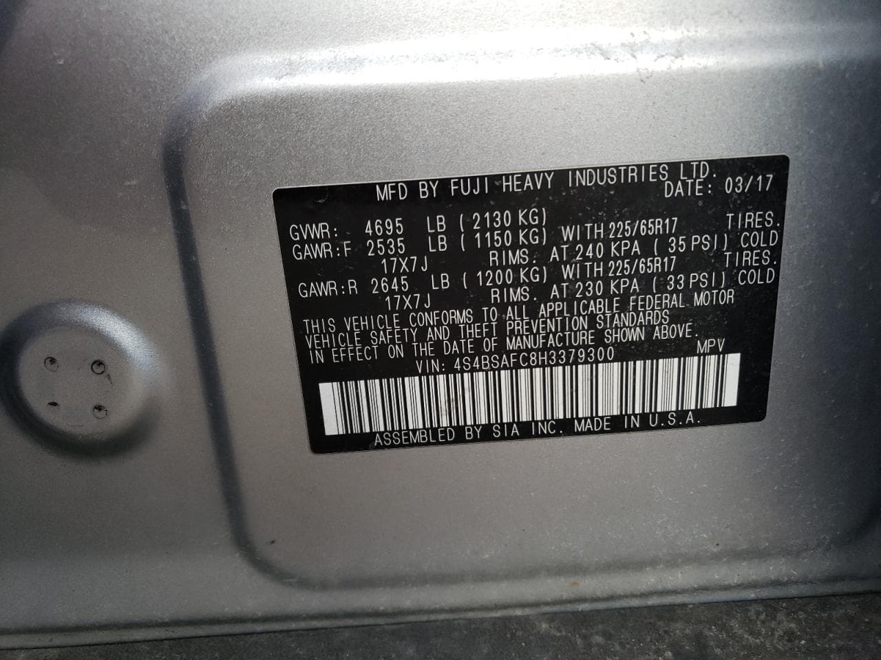 2017 Subaru Outback 2.5I Premium