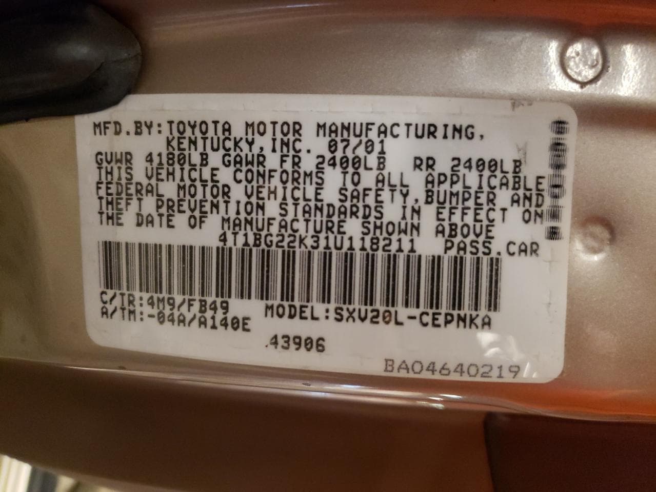 2001 Toyota Camry Le - foto 4