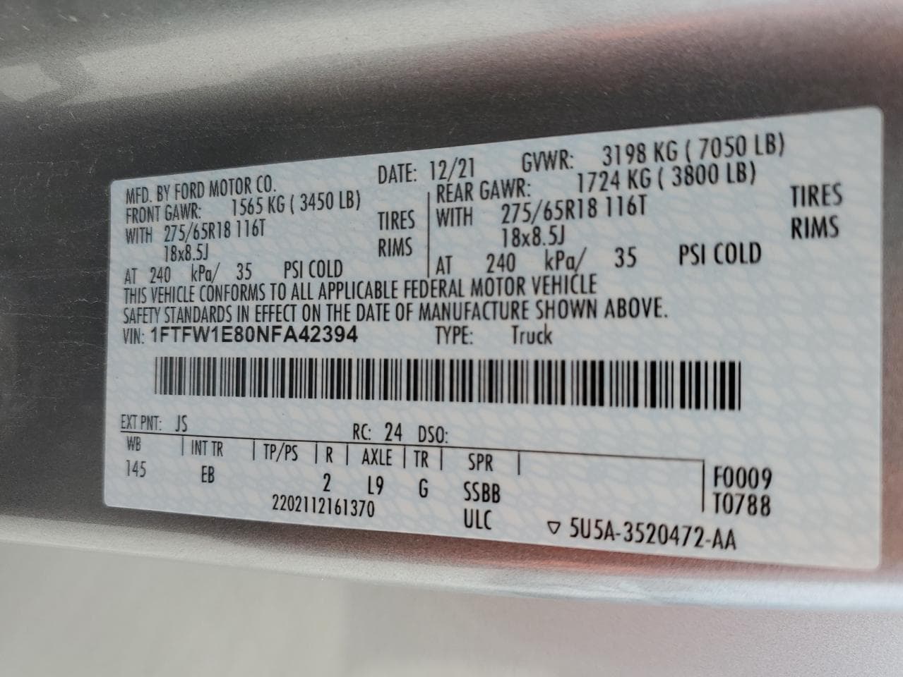 2022 Ford F150 Supercrew